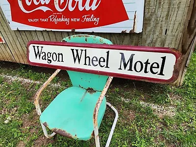 Vintage Rare Wagon Wheel Motel Stout Sign 1962 Hotel Scarce Maroon White Black • $999.99