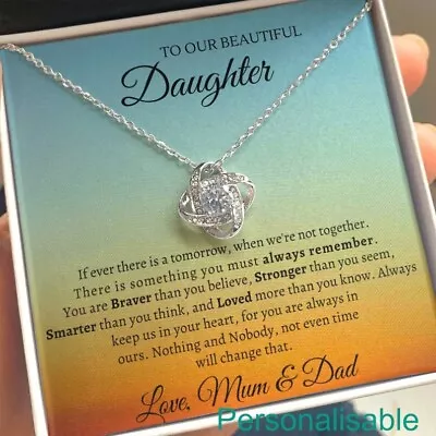 Daughter Necklaces To Our Beautiful Daughter Love Knot Necklace From Mom Dad • $17.99