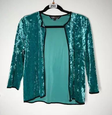 LuLaRoe Elegant STELLA Bolero Jacket - S Turquoise Velvet & Glitter Stretchy NEW • $15