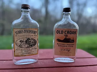 Vintage Old Croak Kentucky Embalming Fluid & Sudden Discomfort Empty Bottles • $30