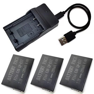 Battery Pack / USB Charger For LP-E17 Canon EOS 77D EOS 9000D EOS 250D BG-E18 IR • $19.98