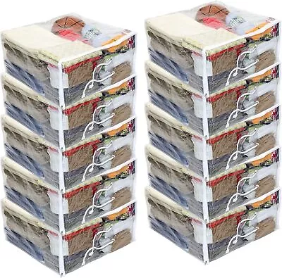 10-Pack Clear Vinyl Zippered Comforter Storage Bags 21  X 21  X 10  Rope Handle • $34.99