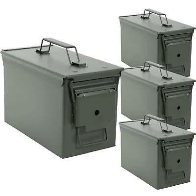 Tactical45 Ammo Can Set - 50 Cal Solid Steel 4 Pack Military Metal Ammo Box Set • $86.99