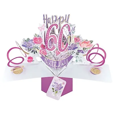 60th Birthday Card 3D Pop Up Card Female Sister Mum Gran Gift Card • £5.99