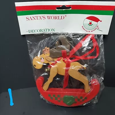  Vintage Kurt S. Adler Wooden Rocking Moose Reindeer Christmas Ornament NIP • $15