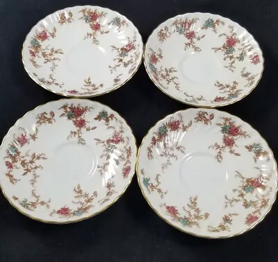 Set Of 4 Minton Ancestral Pattern Bone China 5 5/8  Saucers England • $17.99