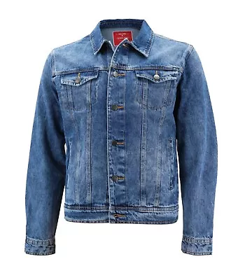 Red Label Men’s Premium Casual Faded Denim Jean Button Up Cotton Slim Fit Jacket • $36.69