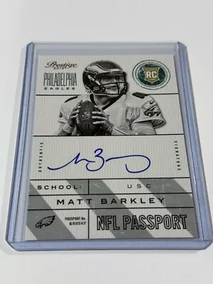 Panini Prestige NFL Passport Signatures Matt Barkley #22 Rookie Auto RC Eagles • $6.99