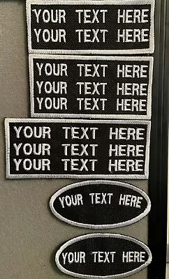 Personalised Embroidered Text Patches Name Tapes Sew On & HOOK  Back • £4.39