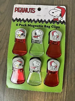 Peanuts Snoopy & Woodstock Holiday Christmas 6 Pack Magnetic Bag Clips New  • $14.99