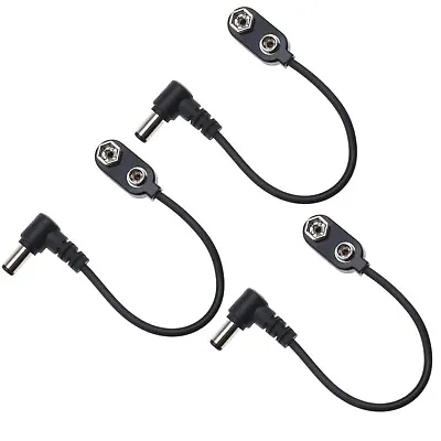 3pcs Guitar Effects Pedals 9V Battery Clip Converter Power Cable Connector Plug • £8.68