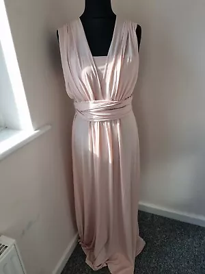 V By Very Bridesmaids Multiway Dress Maxi Length Blush Baby Pink Size 16 • £17.99