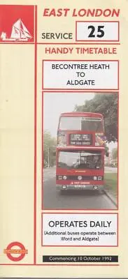 Route 25 London Transport Bus Timetable Lft Oct 1992 • £3