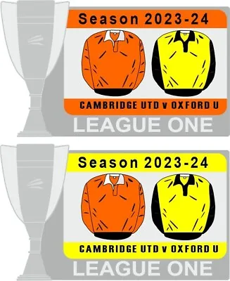 CAMBRIDGE UTD V OXFORD League One Matchday Pin Badge 2023-24 • £3
