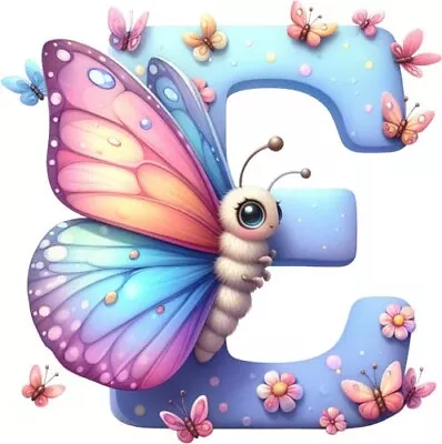 Cartoon Butterfly Alphabet Wall Art Bedroom Colour Nursery Vinyl Sticker Decal • £3.99