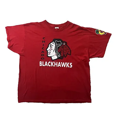 Vintage Y2K Chicago Blackhawks Shirt Adult 2XL XXL Red Hockey NHL  Mens • $24.42