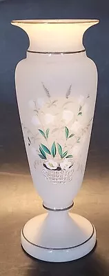 Victorian Antique Hand Blown White Frosted Glass Vase Lily Of The Valley 22 Cm • £25