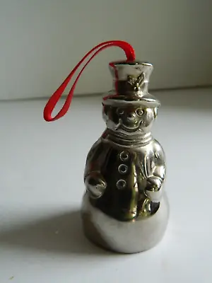 Vintage Silver Plated Snowman Bell Christmas Ornament ~ 2.75” Tall • $9.09