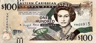 East Caribbean $100 Dollars 2008 P-51a Banknote UNC Queen Elizabeth II PP944 • £129