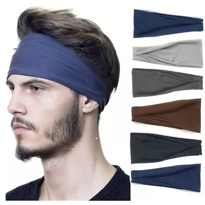 Headbands For Men Women Running Sports Cotton Elastic Non Slip Sweat Hair Bands • $9