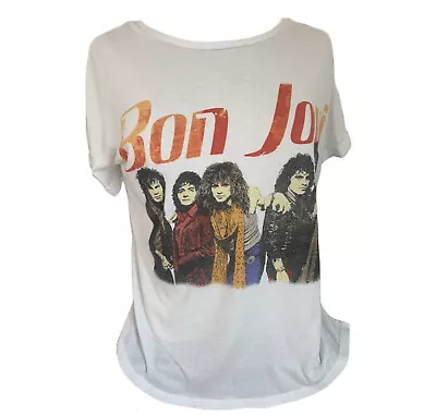 £24.57 • Buy Bon Jovi Slippery When Wet Tour 1986 Concert T Shirt W Corset Ties Back Medium