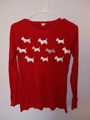  J.Crew Women Red Thermal Top M Dog  • $10