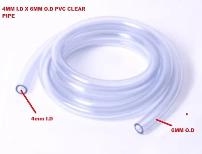 £2.99 • Buy CLEAR FLEXIBLE PVC TUBE - AIR / WATER FUEL PETROL OIL  HOSE PIPE 6mm Od X 4mm Id
