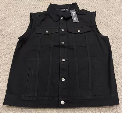 $21.99 • Buy NWT Men’s Nathan Denim Black Classic Button Denim Trucker Jean Vest ALL SIZES
