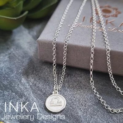 Inka 925 Sterling Silver 18  Rolo Necklace With Libra Zodiac Pendant • $26.52