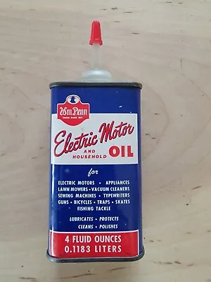 WM Penn Electric Motor Oil Tin Can 60's Household Oil Vintage NOS 4Oz Can Sealed • $34.99