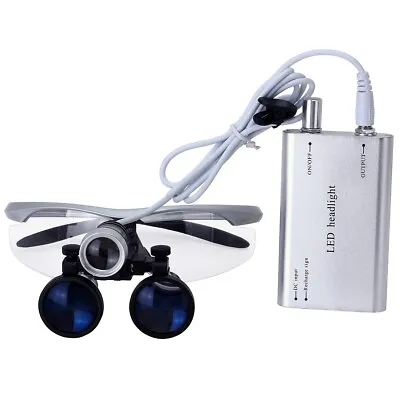 Dental Medical Surgical Binocular Magnifier Loupe 3.5X With LED Head Light • $50.14