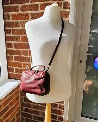 Yoshi Oxblood Red Soft Leather Crossbody Medium/Small Shoulder Bowling Style Bag • £24.70