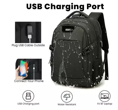 Mochilas De Hombre Grandes Antirrobo Escolares Para Viajes Negocios Water-Resist • $33.99