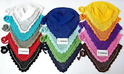 Amidale Fly Veil Horse Ear Net Crochet With Piping 14 Colors Full Cob Pony New • £4.10