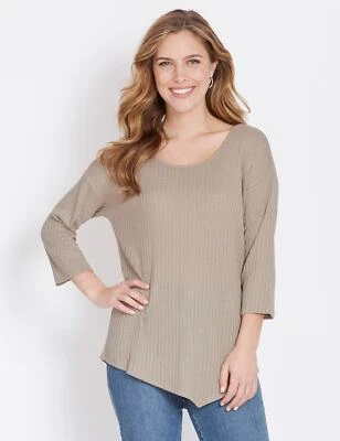 $16.99 • Buy Rockmans 3/4 Sleeve Asymmetric Hem Rib Top Womens Size XS Clothing  Tops Tunic