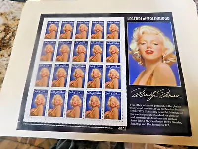 1995 MARILYN MONROE: Legends Of Hollywood Sheet 20  32¢ Stamps Mint • $7.25