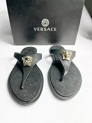 Versace Pool Slides Gomma Black. Size 10 $350 • $104.99