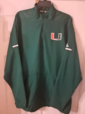 Miami Hurricanes FOTBALL COACHES Game Worn Used Adidas QUARTER ZIP PULLOVER • $99.97