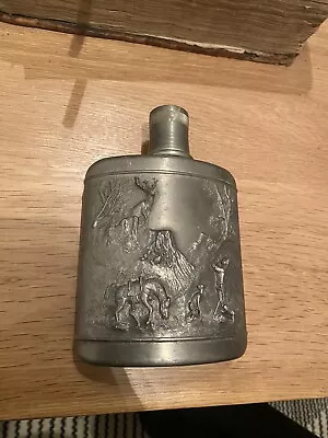 Antique SKS Zinn 95% Made In Germany Pewter Hip Flask • £10