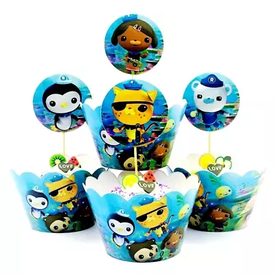 24PCS Octonauts Cupcake Toppers Wrappers Party Supplies Kids Birthday Decoration • $9.99