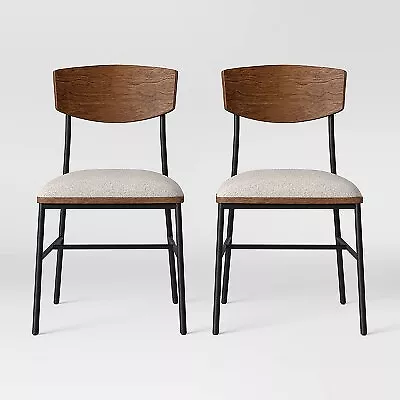 2pk Telstar Mid-Century Modern Mixed Material Dining Chairs Beige - Project 62 • $70.99