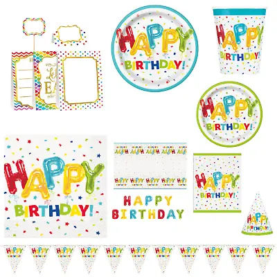 £6.99 • Buy Happy Birthday Party Tableware Decorations Supplies Balloon Plates Napkins Cups
