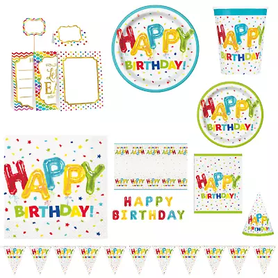 £6.99 • Buy Happy Birthday Party Tableware Decorations Supplies Balloon Plates Napkins Cups