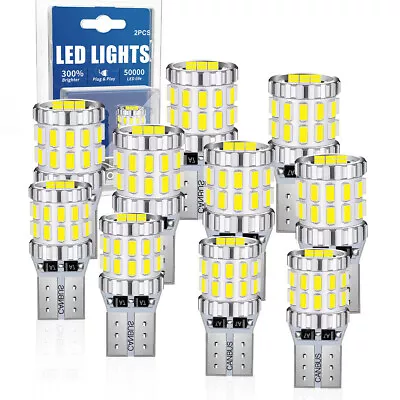 10X T10 LED License Plate Light Car Interior Bulbs White 168 2825 194 W5W CANBUS • $49.99