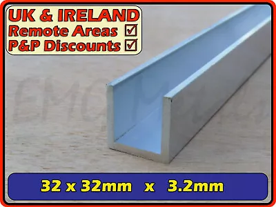 Aluminium Channel Section 32mm OD 25mm Inside Gap  Gutter Alloy C U Profile Inch • £8.95