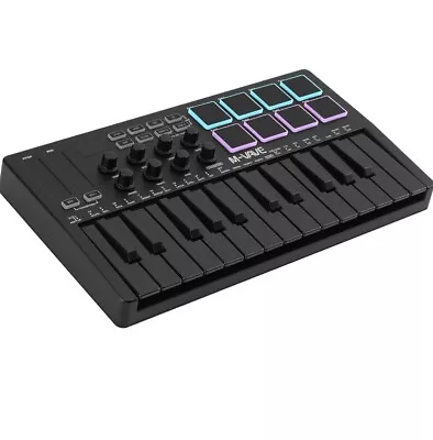 M-WAVE 25 Key USB MIDI Keyboard Controller With 8 Backlit Drum Pads Bluetooth • $69.99