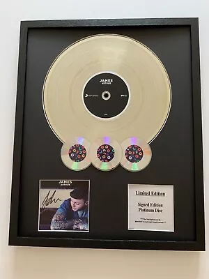 Signed/autographed James Arthur Cd Framed Platinum Disc Presentation. Disk • £299.99