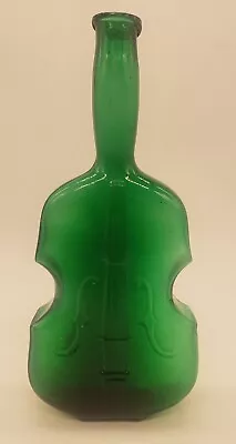 Vintage Emerald Green Violin Cello Glass Figural Bottle Hand Made 9.75  Tall • $24.99