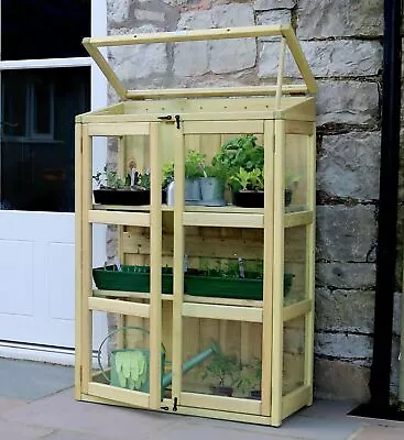 Wooden Compact Wall Lean To Greenhouse High Quality With 2 Doors And Top Vent • £389.95