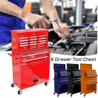 8 Drawer Tool Chest Storage Cabinet Tool Box With Wheels Storage Cabinet Rolling • $196.99